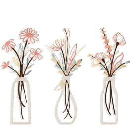 3 Pieces Metal Flowers Wall Arts - Rustic Farmhouse Style Décor Metal Wall Art Black Minimalist Flower Natural Themed Wall Decors for Home Bedroo