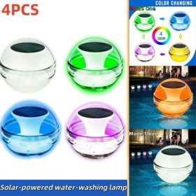 Outdoor Solar Rechargeable Floating Pool Lights,Pool Lights That Float With Solar Charging Panel,IPX7 Waterproof For Inground Pool, Bathroom, Bat (Option: 4PCS)