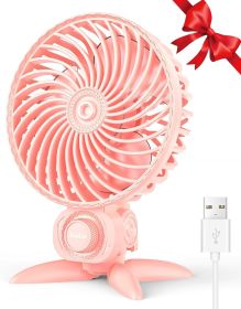 USB Small Fan, Desk Fans with CVT Variable Speeds, Strong Cooling Airflow, Quiet Portable, Desktop Mini Personal Fan for Room, Home,Office (Color: Pink)