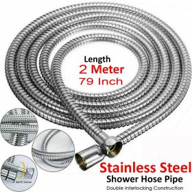 2 m / 3 m / 79" / 118" Shower Water Hose Shower Head Stainless Steel Flexible Replacement Hose (Length: 79")