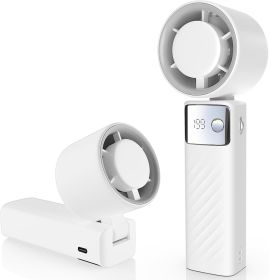 Portable Handheld Turbo Fan - Foldable Mini Fan with Air Turbo Tech, 1-199 Speed Adjustment, 20H Runtime, LED Display (size: Light White   Small)
