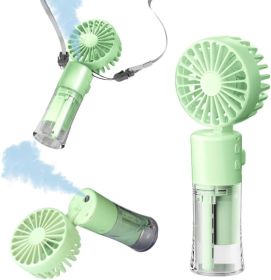 Handheld Misting Fan, Multi-purpose for Portable Mini Mister Neck Fan, 1500mAh Desk Fan, 4 Speed Adjustable, Suitable for Women, Home, Office (size: Green    F2)