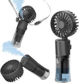 Handheld Misting Fan, Multi-purpose for Portable Mini Mister Neck Fan, 1500mAh Desk Fan, 4 Speed Adjustable, Suitable for Women, Home, Office (size: Black    F2)