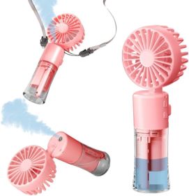 Handheld Misting Fan, Multi-purpose for Portable Mini Mister Neck Fan, 1500mAh Desk Fan, 4 Speed Adjustable, Suitable for Women, Home, Office (size: Pink   F2)