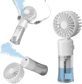 Handheld Misting Fan, Multi-purpose for Portable Mini Mister Neck Fan, 1500mAh Desk Fan, 4 Speed Adjustable, Suitable for Women, Home, Office (size: White   F2)