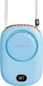 Portable Neck Fan, Mini Small Personal Handheld Fan USB Rechargeable 3 Speed for Girls Boys Woman Eyelash Travel Home Office Outdoor (Color: Light Blue)