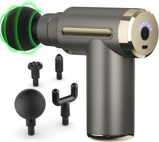 Massage Gun Deep Tissue for Pain Relief with 4 Massage Heads & 6 Speeds, Electric Mini Handheld Body Massager for Any Pain Relief (Color: Greysilver)