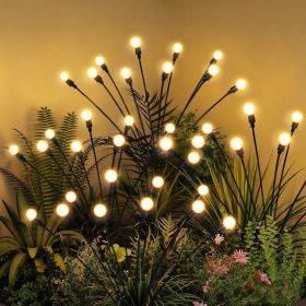 Solar Garden Lights, LED Swaying Solar Lights Outdoor Waterproof, Warm White Firefly Outdoor Decorative Lights, Garden Decor, Yard, Patio (Color: Warm White 2)