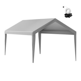 Carport Replacement Canopy Cover 10 x 20 ft, Garage Top Tent Shelter Tarp Heavy-Duty Waterproof & UV Protected, Easy Installation with Ball Bunge (Color: Gray, Model Type: Top Tarpaulin with Edges)